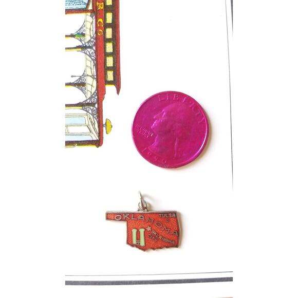 Oklahoma Enameled State Charm,  Other States Available - Picture 4 of 5